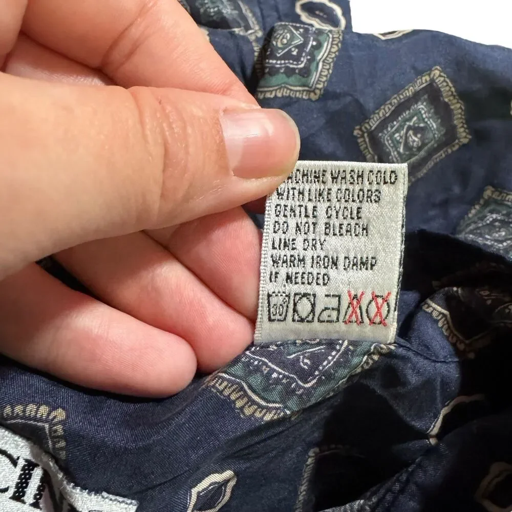 Vintage Porcini  Retro Abstract 100% Silk Button Down Short sleeve L‎ - Picture 7 of 7